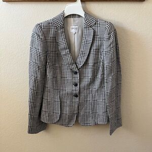 Armani Collezioni Women’s Houndstooth Blazer Notched Collar Made in Italy